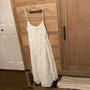 LOFT Petite White Spaghetti Strap Dress with Navy Dots
